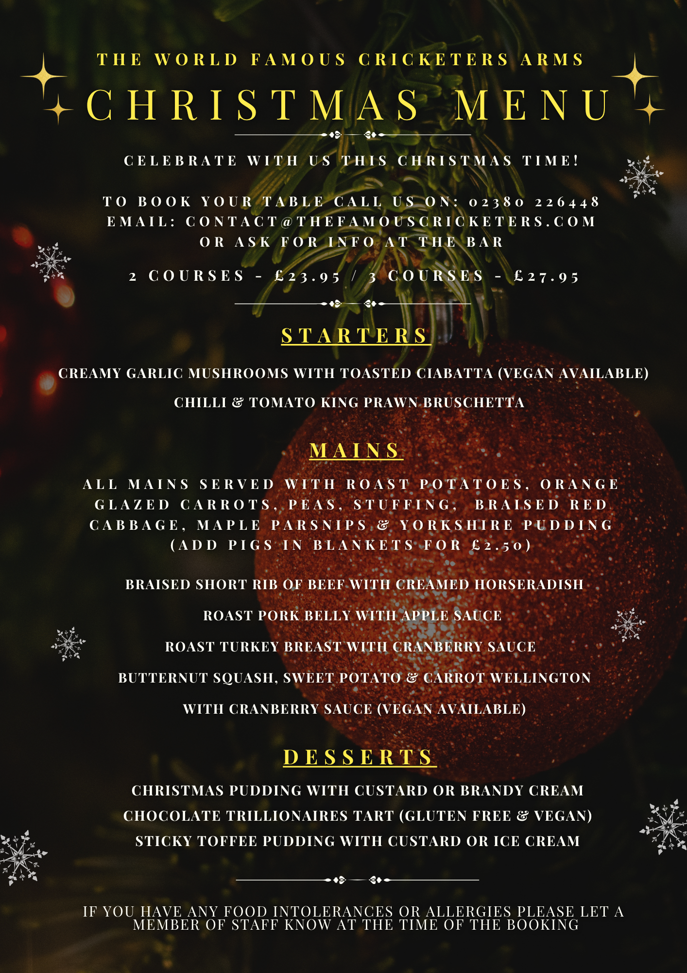 Christmas Menu Website